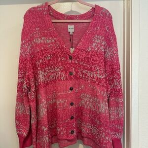 NIC+ZOE Pink Confetti Cardigan Sweater NWT